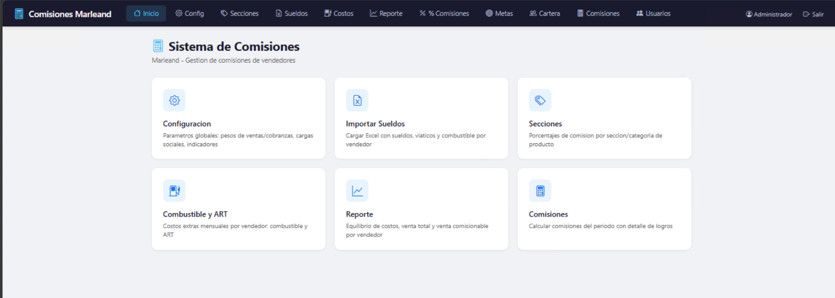 Sistema de comisiones desarrollado a medida